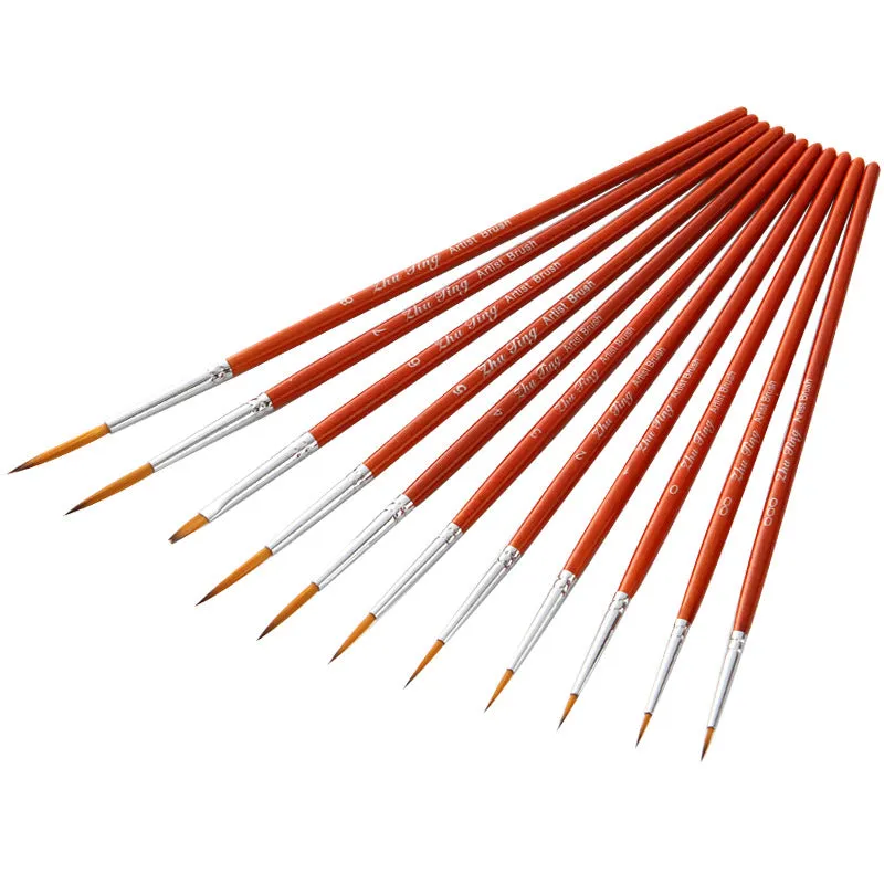 11 PCs Long Brush Holder Hook Line Brush Pen Transparent Wooden Poles