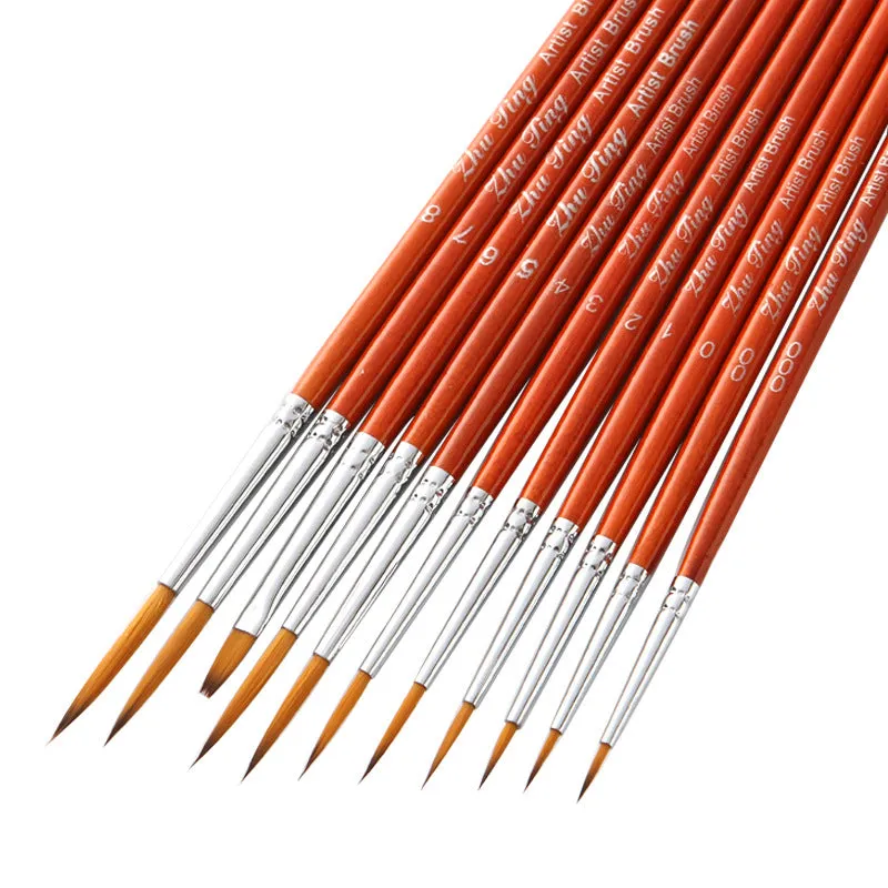 11 PCs Long Brush Holder Hook Line Brush Pen Transparent Wooden Poles