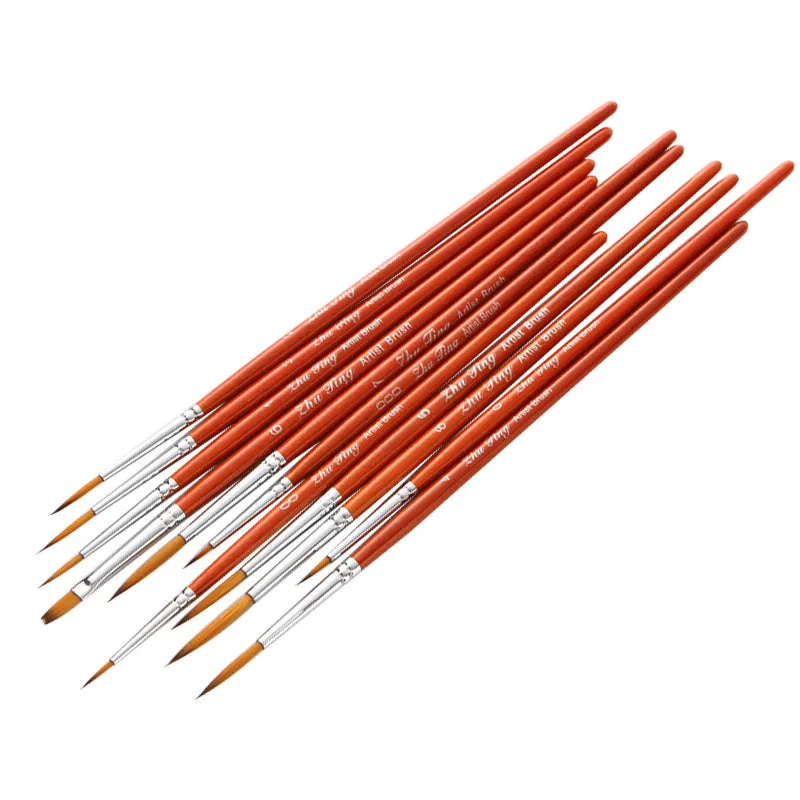11 PCs Long Brush Holder Hook Line Brush Pen Transparent Wooden Poles