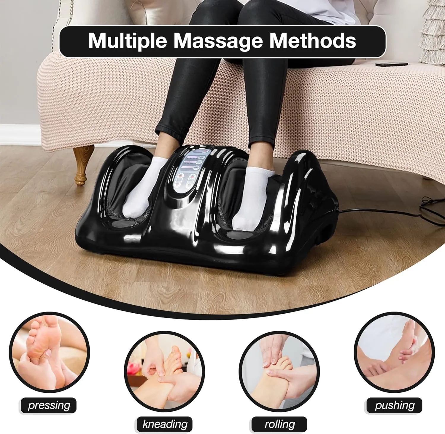 4-Speed Electric Shiatsu Foot Massage, 3-in-1 Shiatsu Kneading Rolling Foot Massager for Plantar Fasciitis