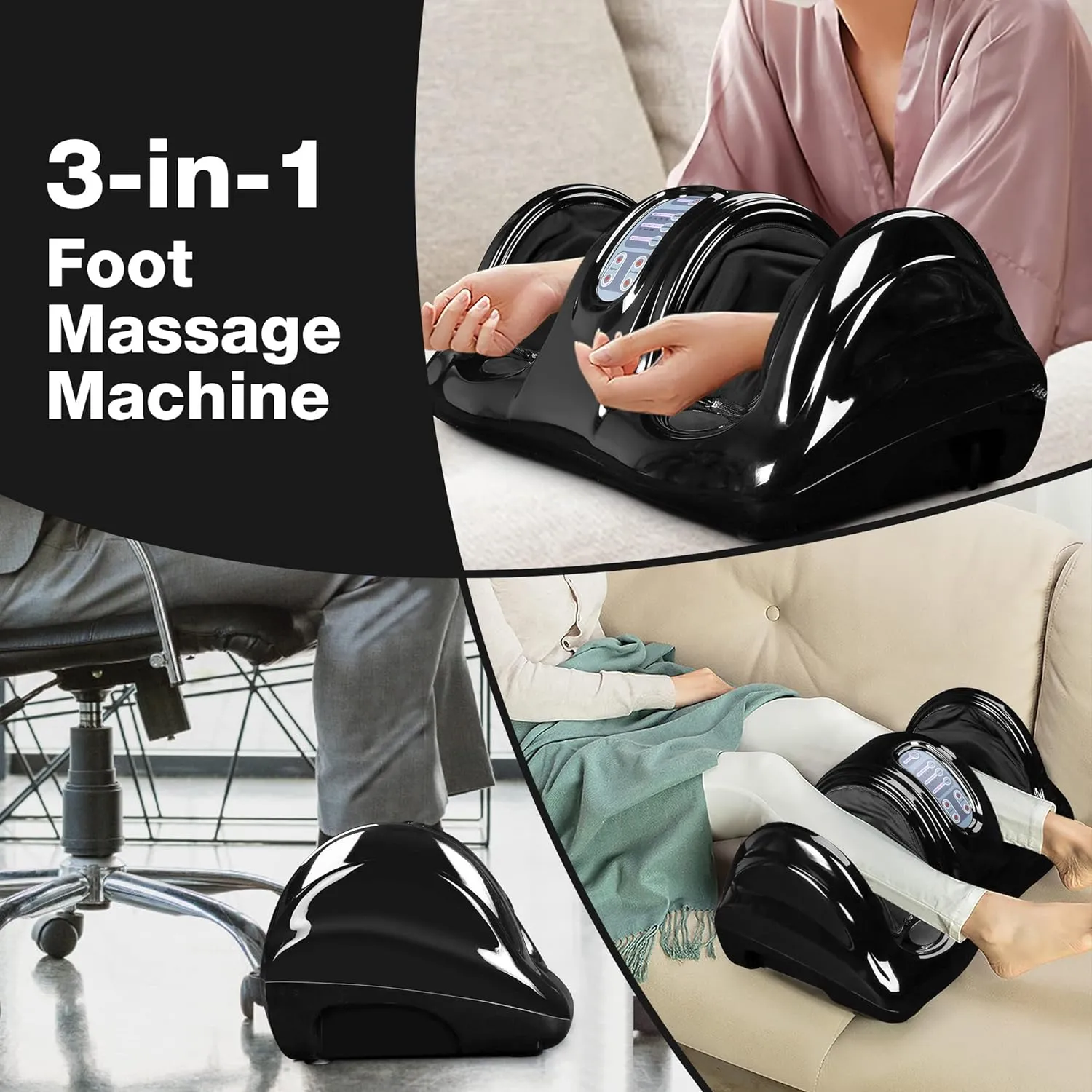 4-Speed Electric Shiatsu Foot Massage, 3-in-1 Shiatsu Kneading Rolling Foot Massager for Plantar Fasciitis