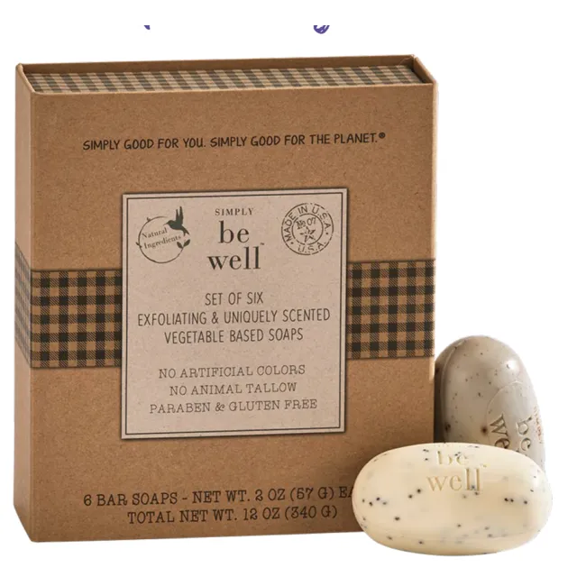 Bar Soap - Set of 6 - Be Well Vegetable Base Soaps - Exf3932