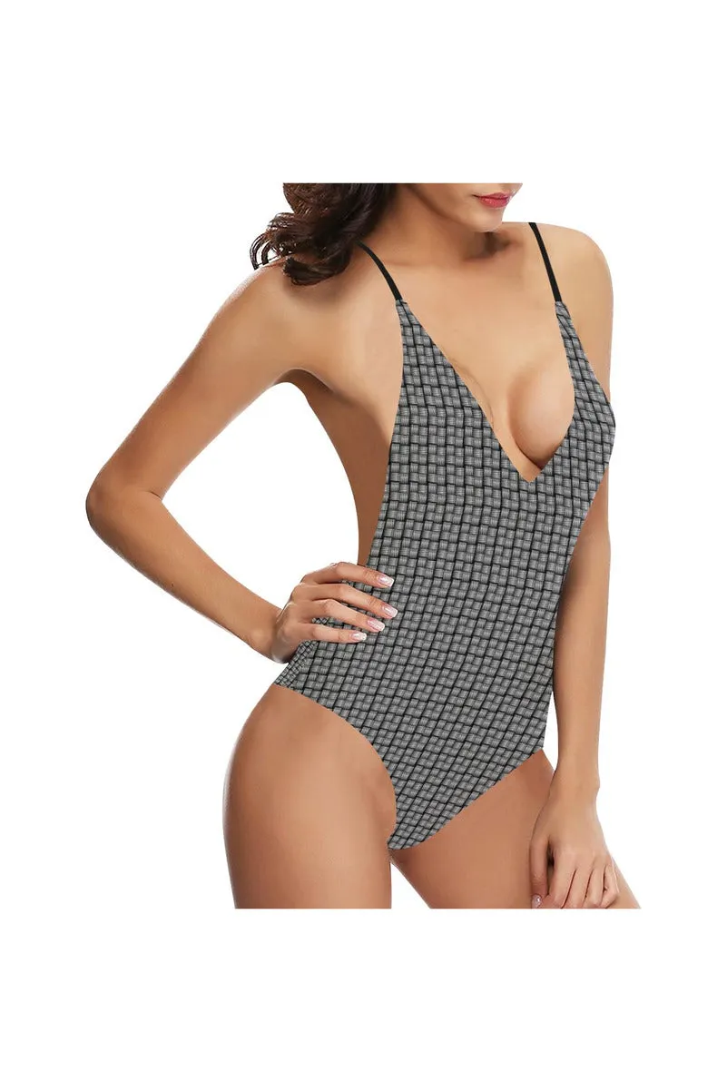 Brushes Sexy Lacing Backless One-Piece Swimsuit