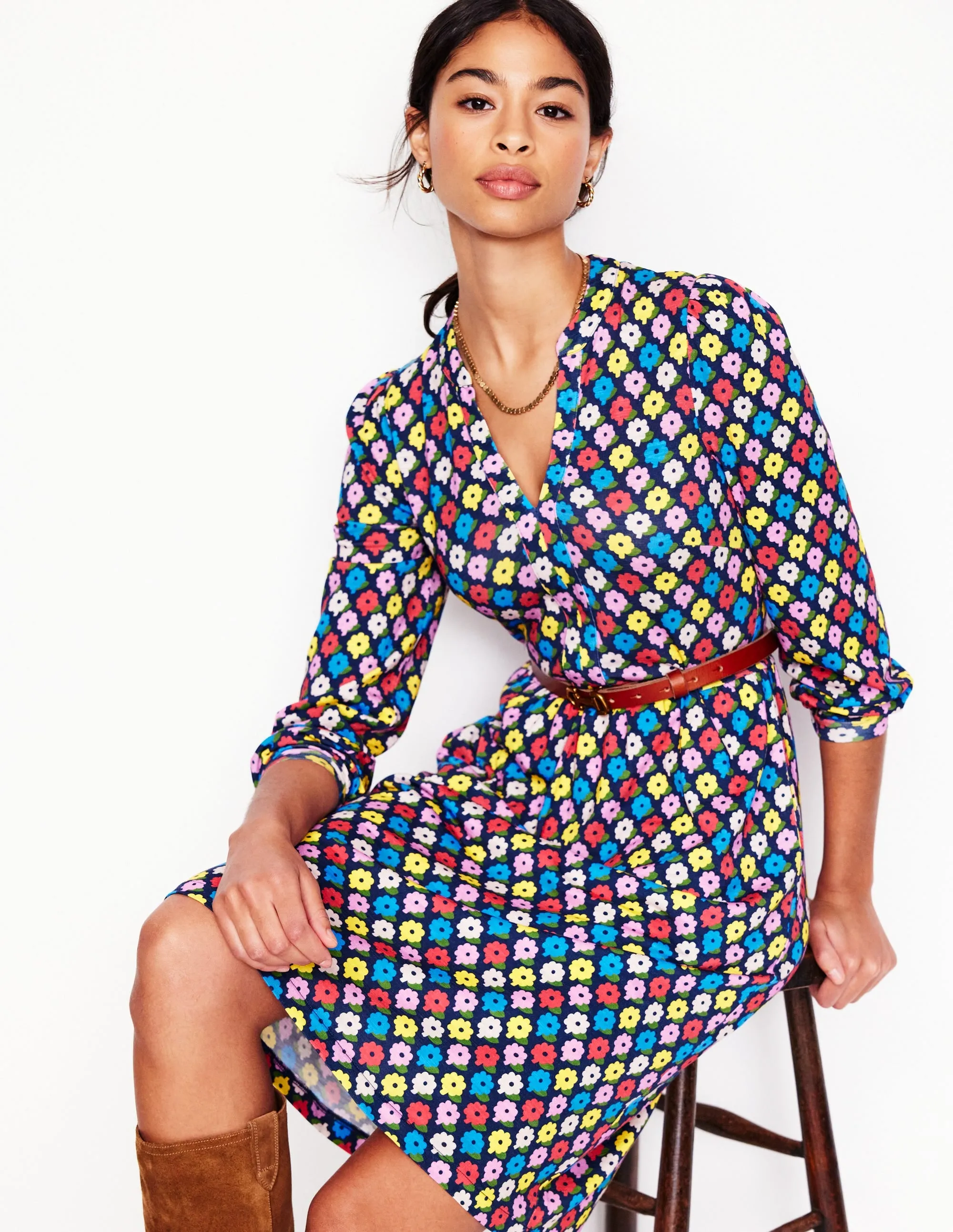 Naomi Relaxed Jersey Dress-Multi, Pop Daisy