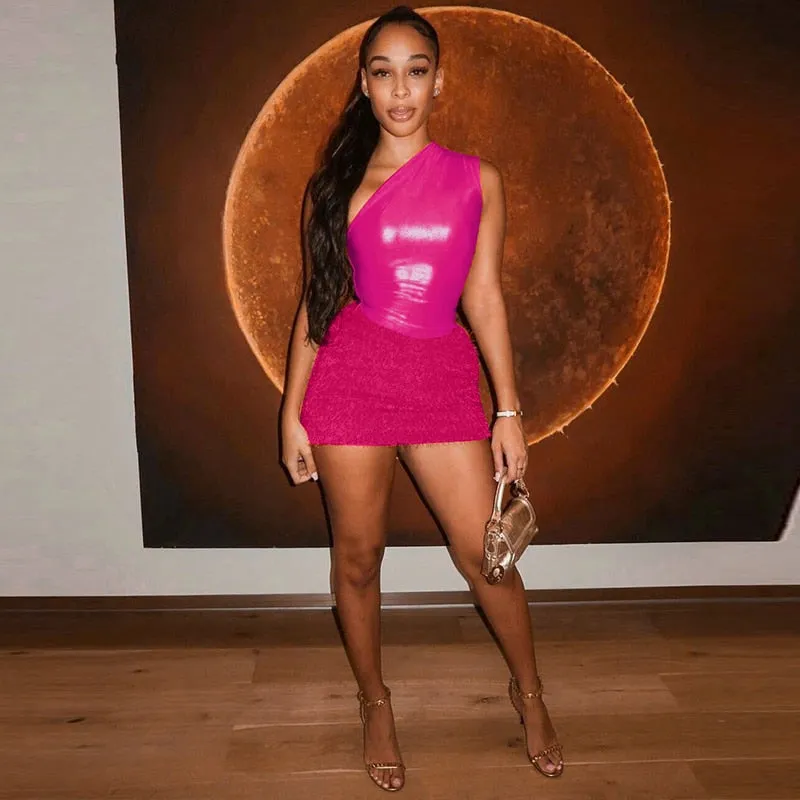 Tank Tops Bodysuit Mini Skirt Two Piece Sets Outfit
