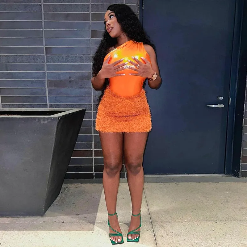 Tank Tops Bodysuit Mini Skirt Two Piece Sets Outfit