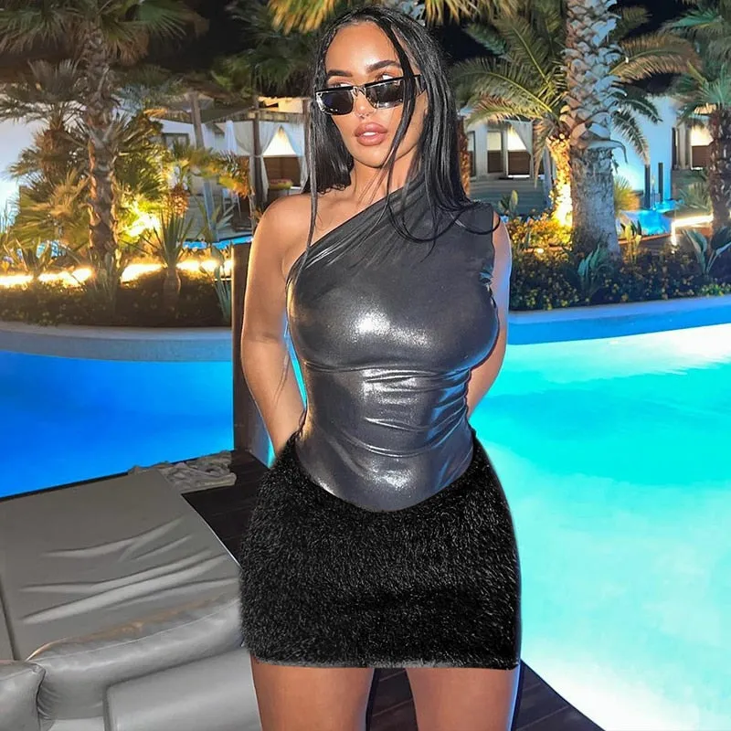 Tank Tops Bodysuit Mini Skirt Two Piece Sets Outfit