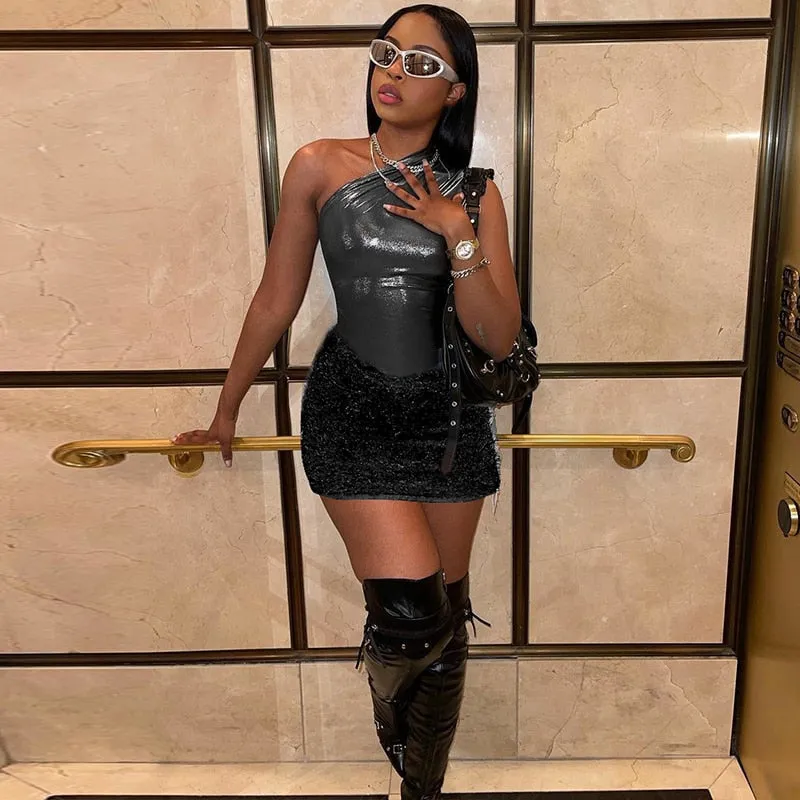 Tank Tops Bodysuit Mini Skirt Two Piece Sets Outfit