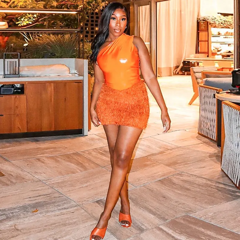 Tank Tops Bodysuit Mini Skirt Two Piece Sets Outfit