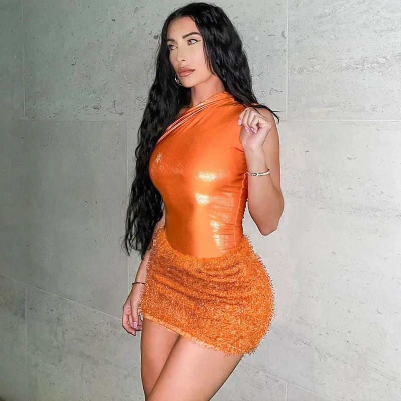 Tank Tops Bodysuit Mini Skirt Two Piece Sets Outfit